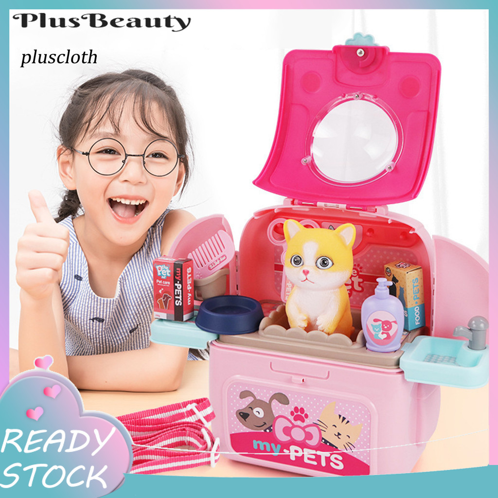 <Pluscloth > กระเป ๋ าเป ้ สะพายหลังสัตว ์ เลี ้ ยงปฏิบัติประณีตพลาสติกแกล ้ งเล ่ นชุดดูแลสัตว ์ เลี ้ ยงสําหรับของขวัญ