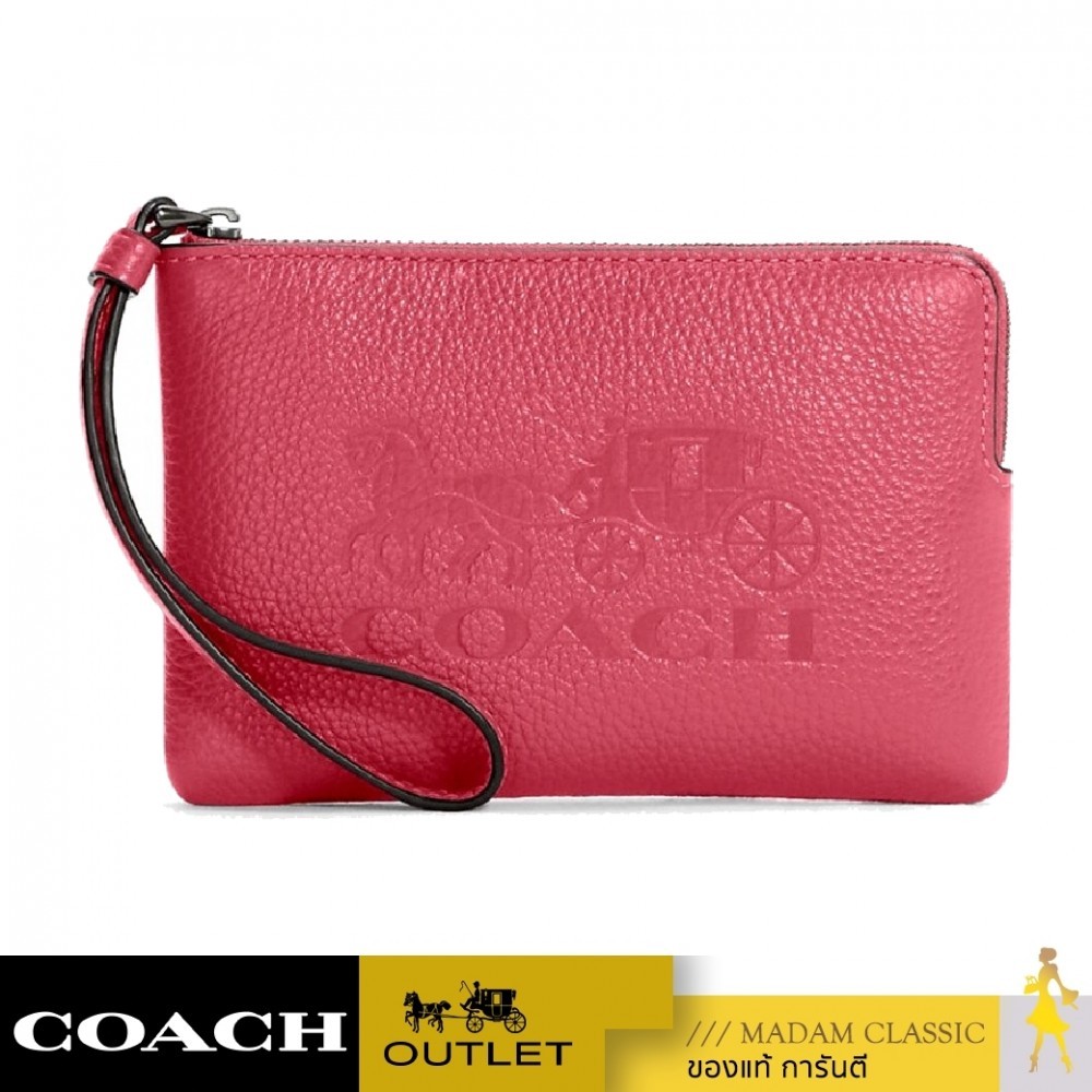 NEW กระเป๋าคล้องมือ COACH C7420 CORNER ZIP WRISTLET WITH HORSE AND CARRIAGE (IMT9Z)