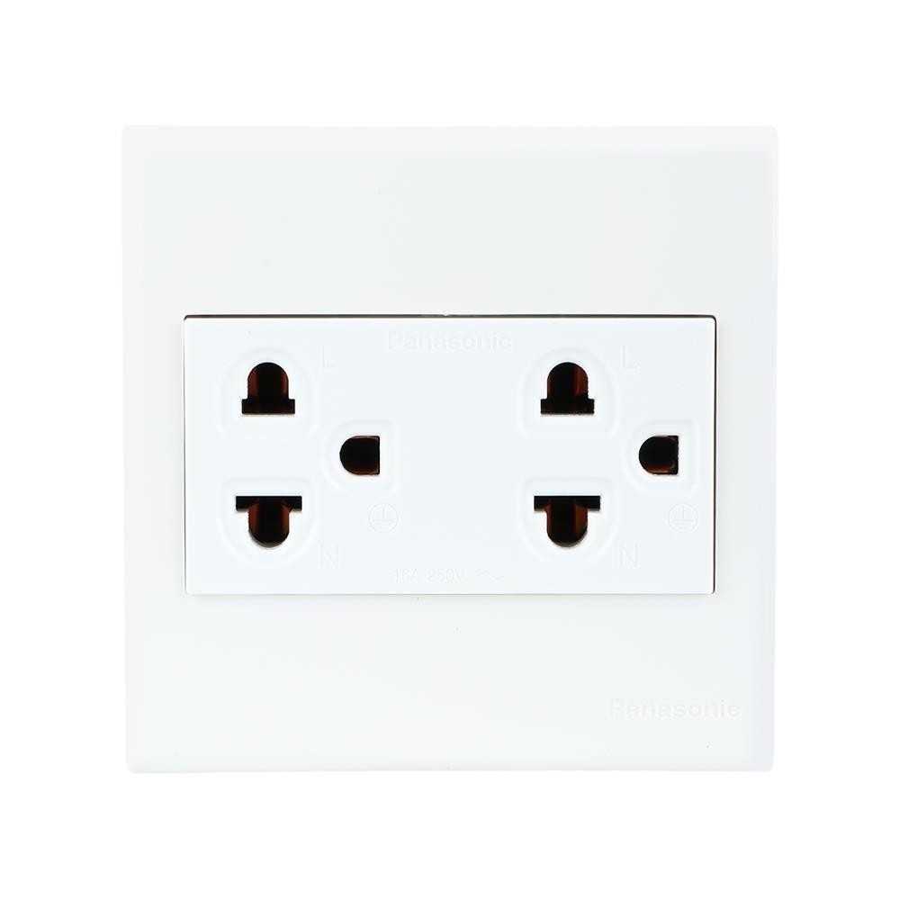 PANASONIC ชุดเต้ารับคู่ 3 ขา BSW 1392 สีขาว