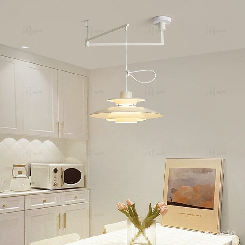 โคมไฟร้านอาหารเดนมาร์กโคมระย้าโยกเสายาวแบบเลื่อนได้ออกแบบไฟโต๊ะบาร์สร้างสรรค์ PH5โคมระย้าจานบิน YKTI