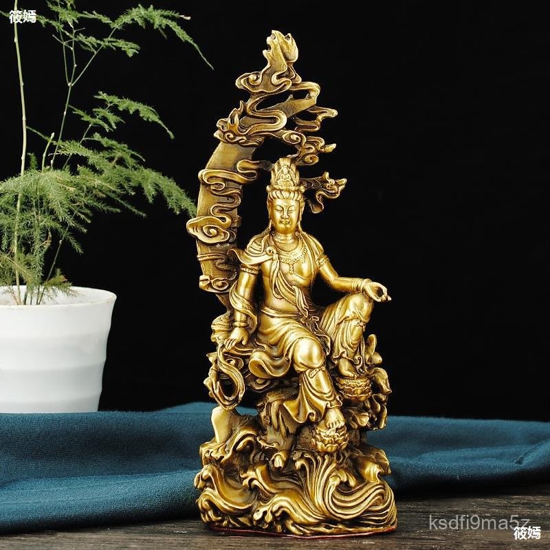 เครื่องประดับพระโพธิสัตว์เจ้าแม่กวนอิมทองแดงบริสุทธิ์พระพุทธรูปเจ้าแม่กวนอิมฟรี OO3N