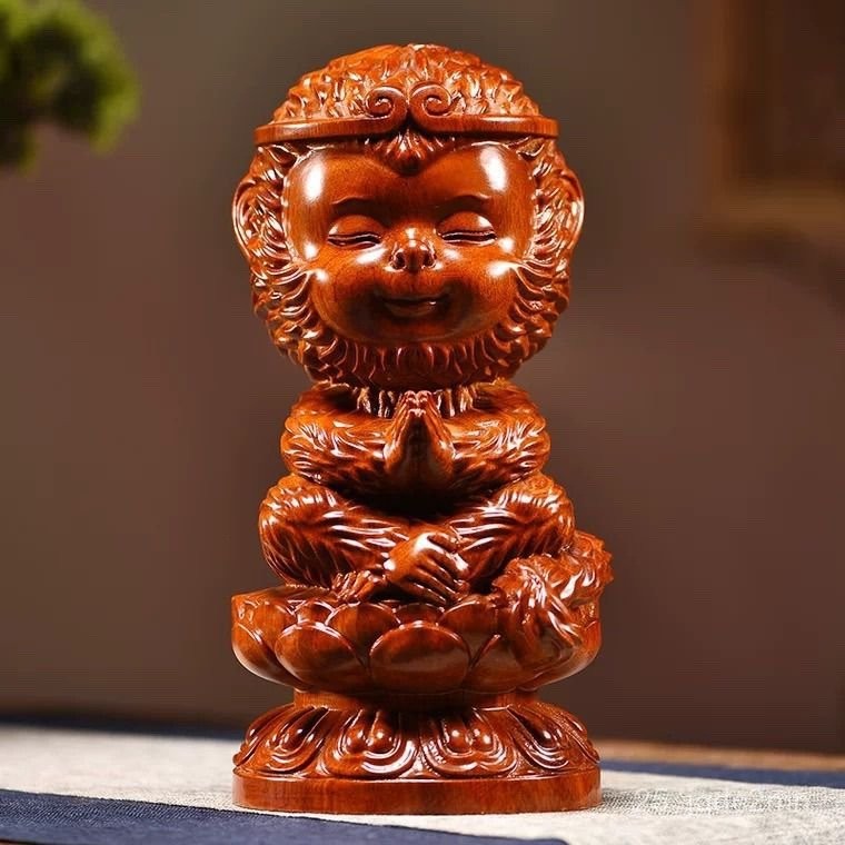 ไม้พะยูงไม้เนื้อแข็ง Monkey King Monkey King เครื่องประดับพระพุทธรูป YS4P