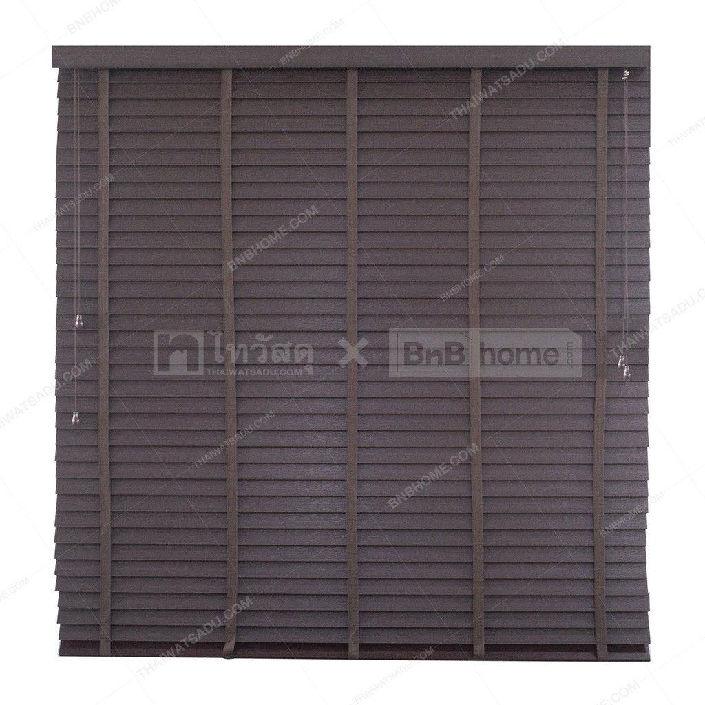 KASSA HOME มู่ลี่ PVC ลายไม้เส้นใหญ่ รุ่น BG003-DBR ขนาด 155 x 160 ซม. สีกาแฟ