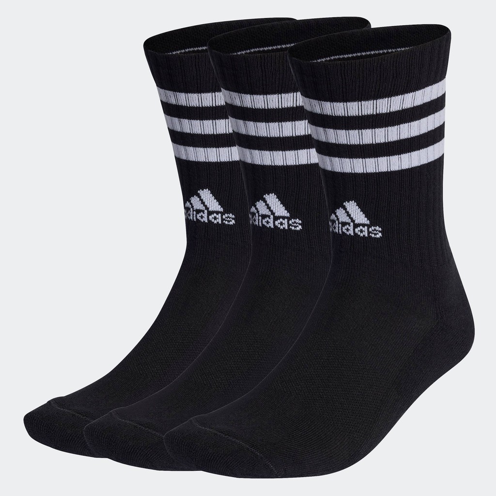 adidas ไลฟ์สไตล์ & บาสเกตบอล ถุงเท้าความยาวครึ่งแข้งนุ่มสบาย 3-Stripes (3 คู่) Unisex สีดำ IC1321