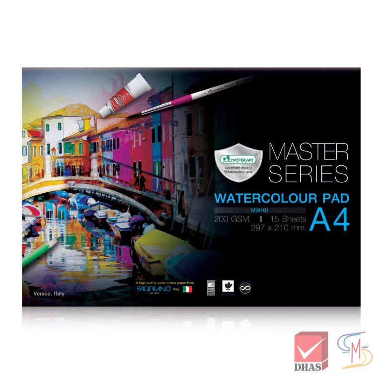 Master Art สมุดวาดรูป สมุดวาดภาพ ระบายน้ำ ขนาด A4 200G 15S จำนวน 1 เล่ม