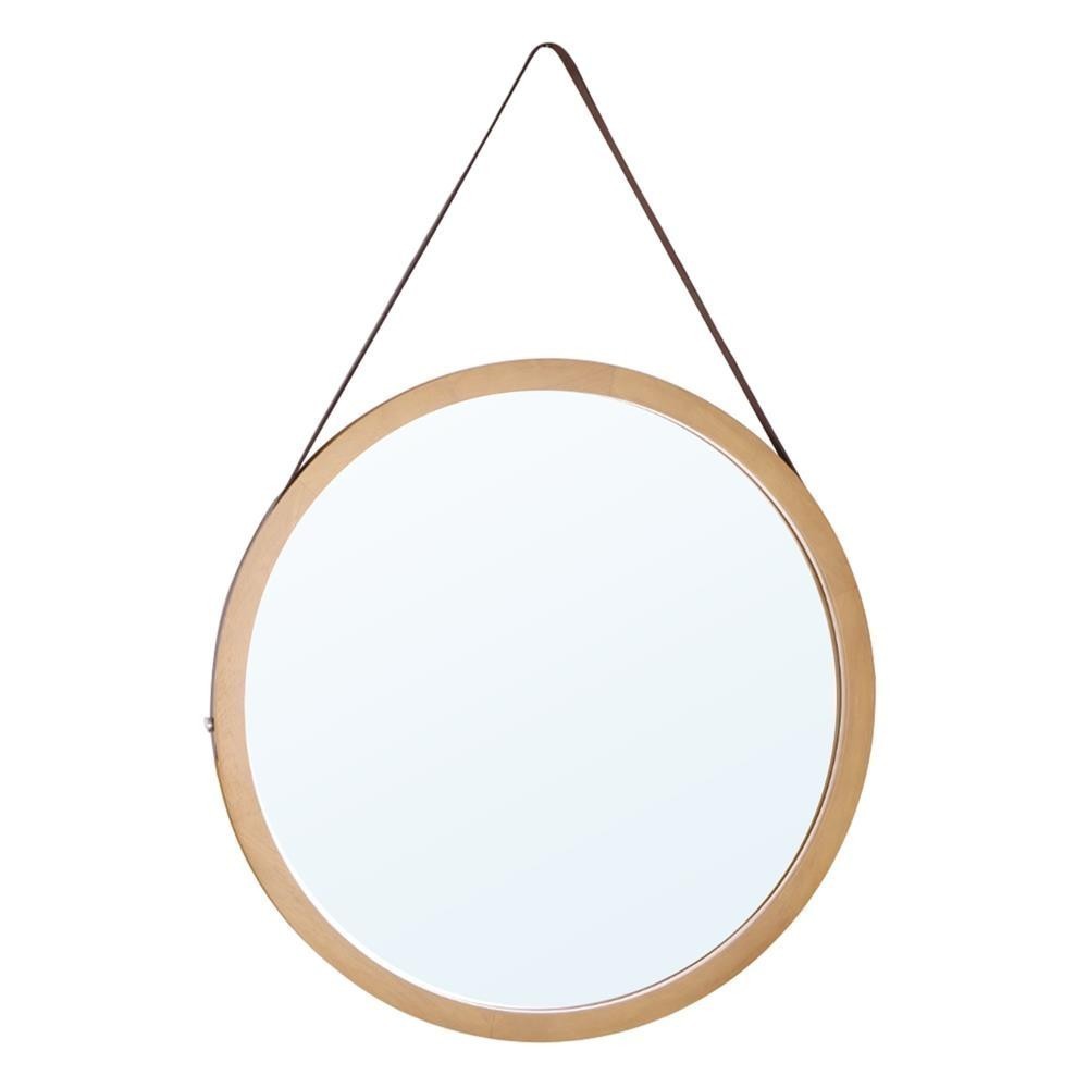 HomePro กระจกเงากรอบไม้กลมสายหนัง TK-ML-A01 ขนาด 60x60 ซม. แบรนด์ MOYA
