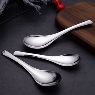 ✨COD✨ช้อน ช้อนกลางสแตนเลส สำหรับตักน้ำแกง ซุป ด้ามยาว ช้อนเก…