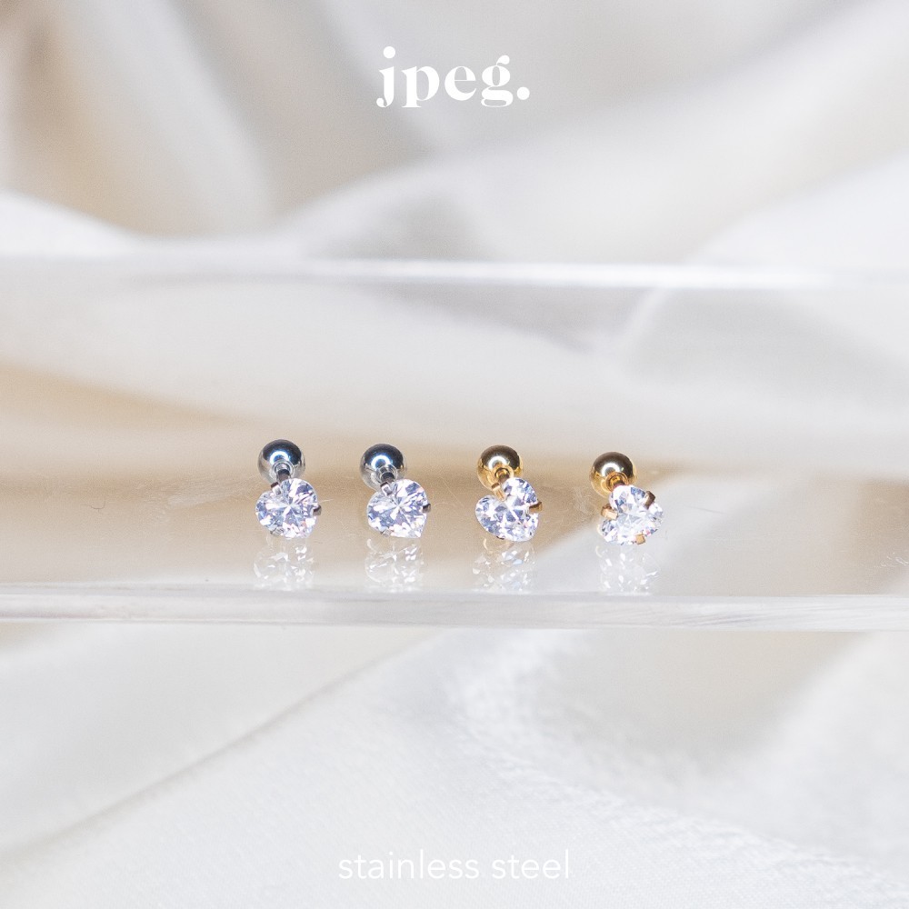 JPEG - Pure Heart Diamond Piercing 5 MM (Stainless Steel) จิวหู