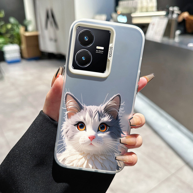 เคสสำหรับ VIVO Y22 Y22s Y36 4G Y36 5G Y27 5G Y27S Y77T เคสเปลือกแข็งปกป้องกันการตกโปร่งใสเคสมือถือลายแมวน่ารัก