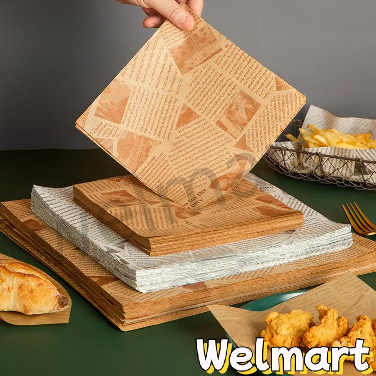 welmart กระดาษรองอาหาร/ห่ออาหาร คุณภาพสูง (100ใบ/แพ็ค) รองอาหาร เบเกอรี่ และห่ออาหาร มีให้เลือก 5 ขนาด food grade