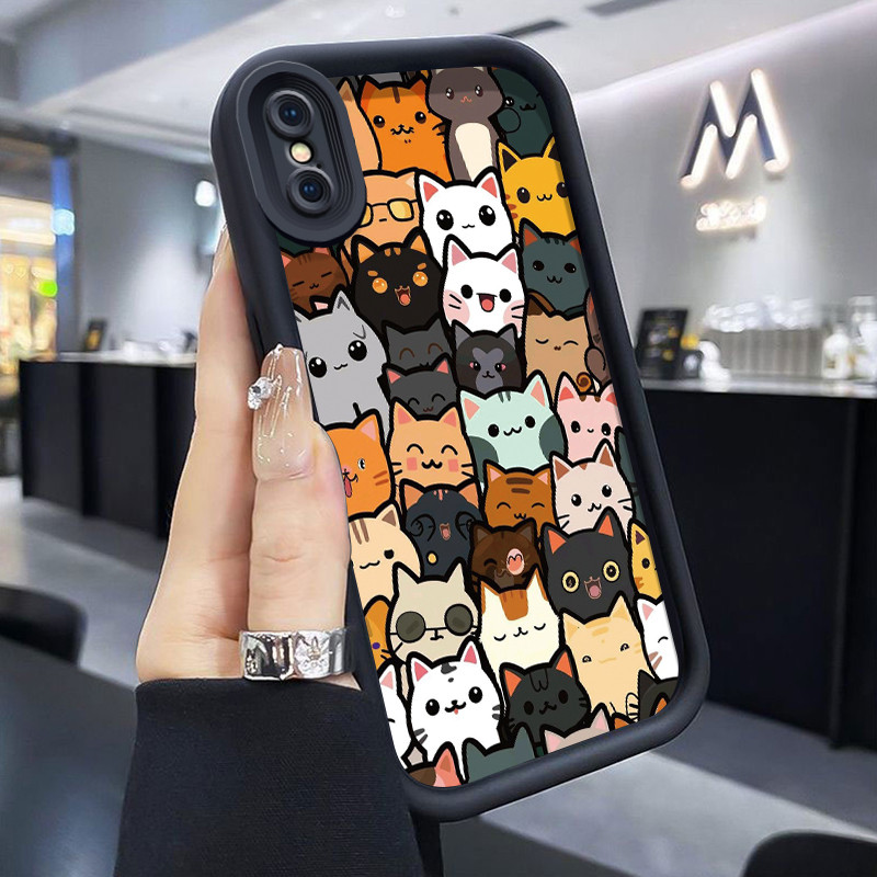 เคสสำหรับ iPhone X Xs Xr Xs Max เคสป้องกันโทรศัพท์รูปแมวน่ารัก