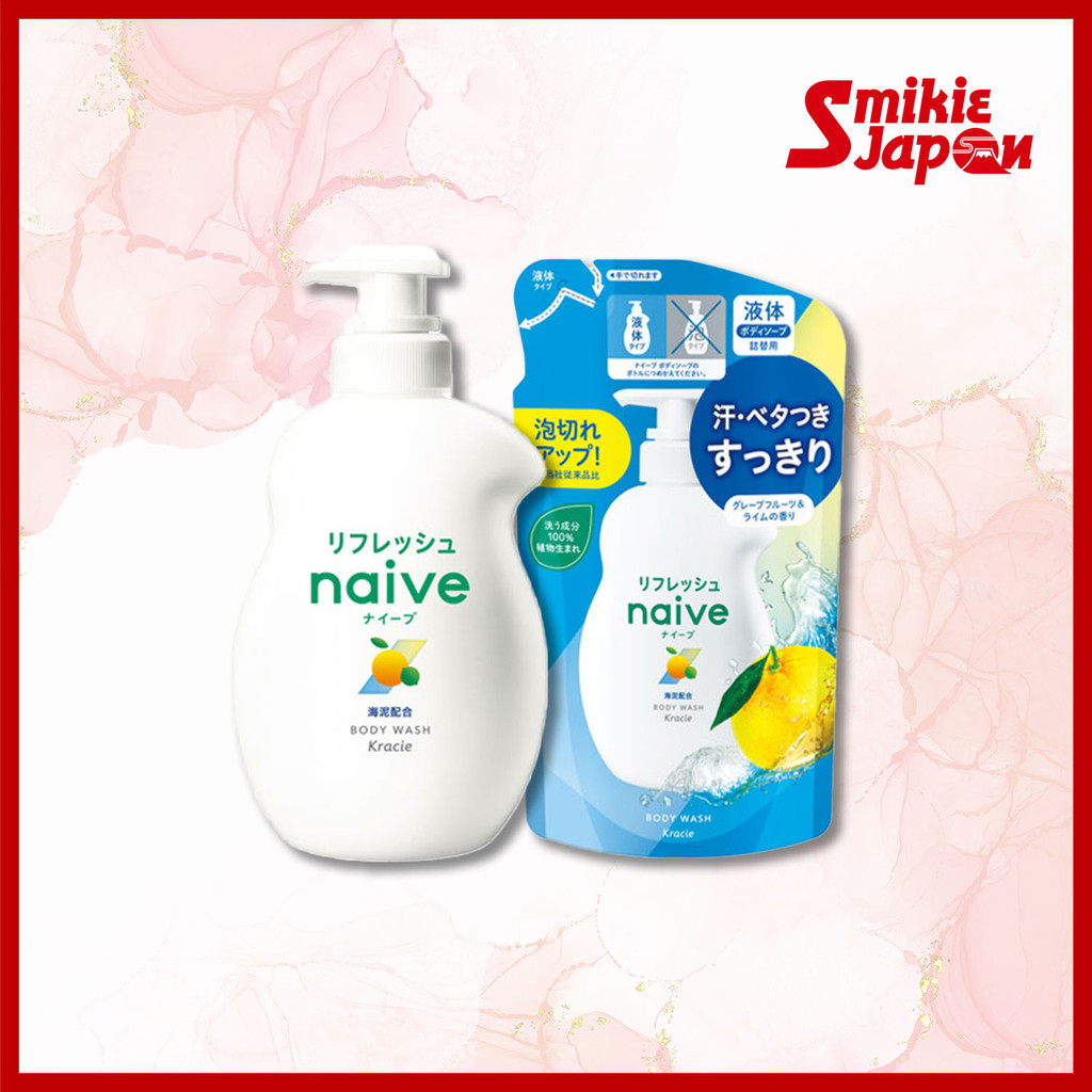 KRACIE Naive Refresh Body Soap With Sea Clay/ 360Ml Or 530Ml/ส่งตรงจากญี่ปุ่น