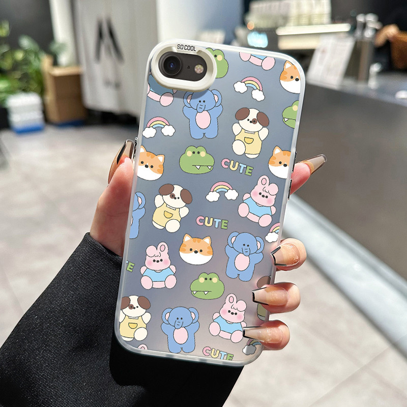 เคสสำหรับ iPhone 6 Plus 6s Plus 7 Plus 8 Plus SE 2020 X Xr Xs Max เคสป้องกันเคสมือถือโปร่งแสงรูปสัตว์น่ารักๆ