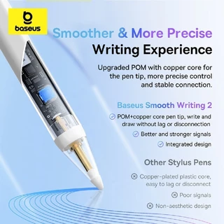 Baseus ปากกาสไตลัส สำหรับ pad 2018-2023 รุ่น Smooth Writing 2 Series Stylus Lite with LED Indicators สีขาว