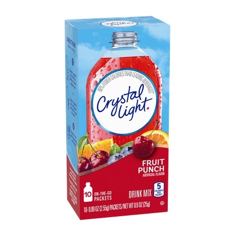 Crystal Light Fruit Punch Drink Mix Beverage เครื่องดื่มพั้นซ์ ในกล่องมี 10ขวด