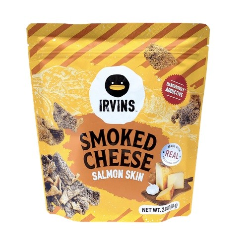 Irvins Smoke Cheese Salmon Skin 80G เออร์วิ้น ปลาแซลมอนผสมชีส นำเข้าจากประเทศสิงคโปร์