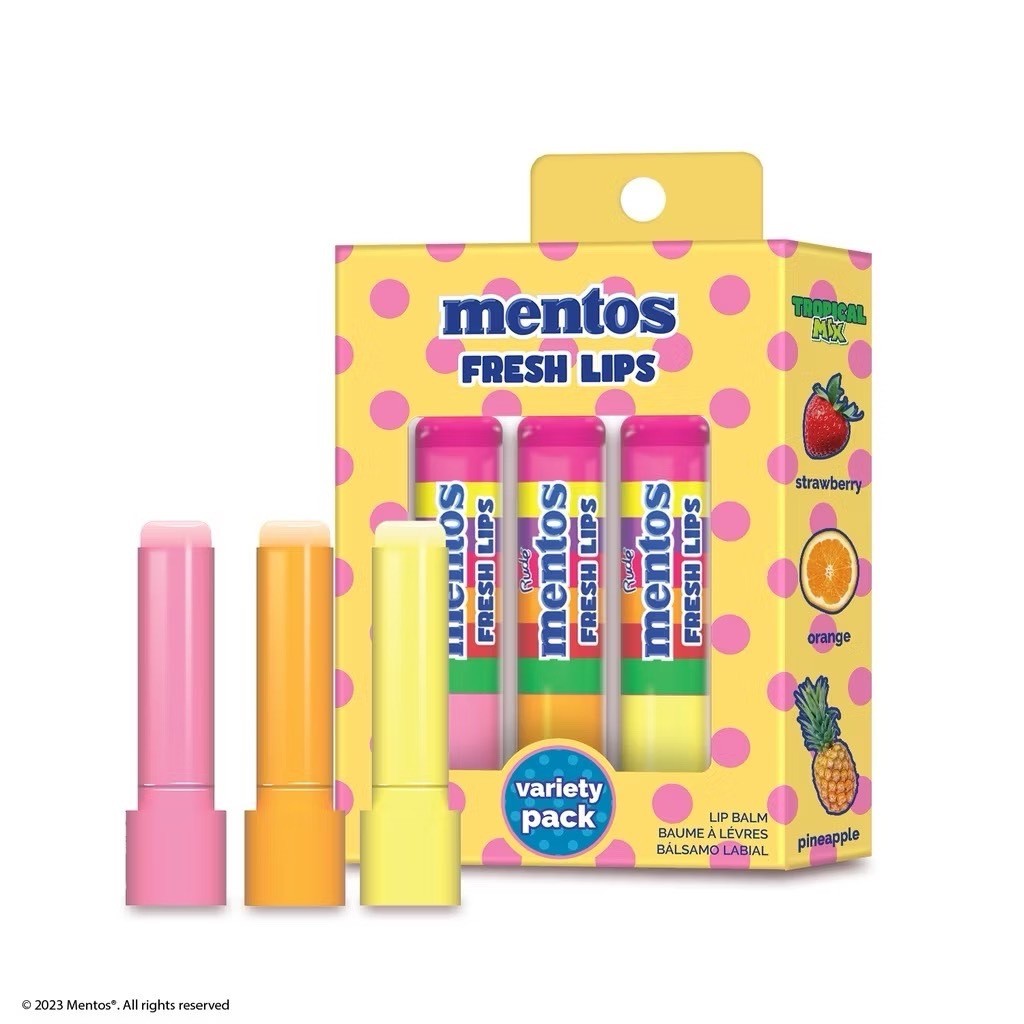 ลิปบาล์ม สำหรับเด็ก Mentos Fresh Lips Variety Pack เซ็ต 3 ชิ้น กลิ่นหอมมากๆ Food grade เข้าปากได้ ปลอภัยสำหรับเด็ก