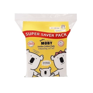 โมบี้ Moby Cotton Jumbo Pads สำลีแผ่นใหญ่ ขนาด 3 x 4 นิ้ว แผ่นใหญ่กว่าปกติ ขนาดใหม่ 150/90กรัม สำหรับเช็ดก้นเด็ก