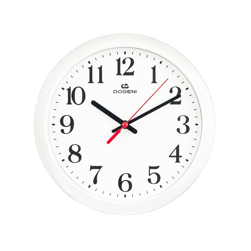 DOGENI นาฬิกาแขวนพลาสติก DOGENI WNP001WT 9 นิ้ว สีขาว ของตกแต่งบ้าน นาฬิกา PLASTIC WALL CLOCK DOGENI