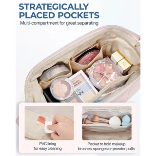 BAGSMART กระเป๋าเครื่องสําอางกระเป๋าเดินทางแต่งหน้า Puffy เบาะ Make Up กระเป๋าสําหรับผู้หญิงอุปกรณ์อาบน้ํา Organizer Case