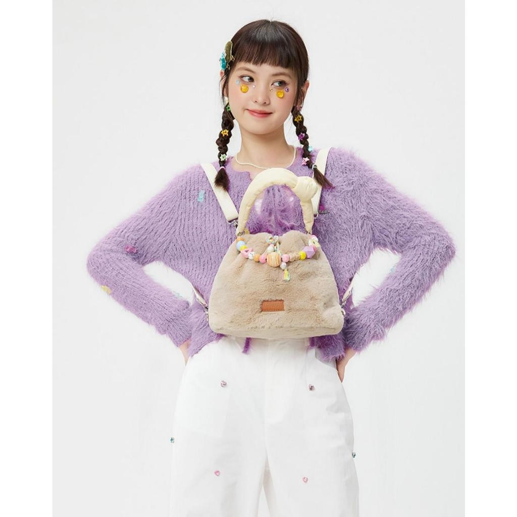 BAGSMART กระเป๋าเป้สะพายหลัง จุของได้เยอะ กระเป๋าสะพายไหล่ Plush น่ารัก Crossbody bag สําหรับผู้หญิง