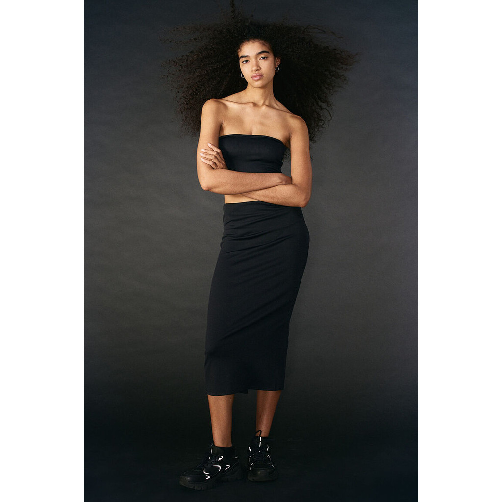 H&M Woman Ribbed pencil skirt 1202515_2
