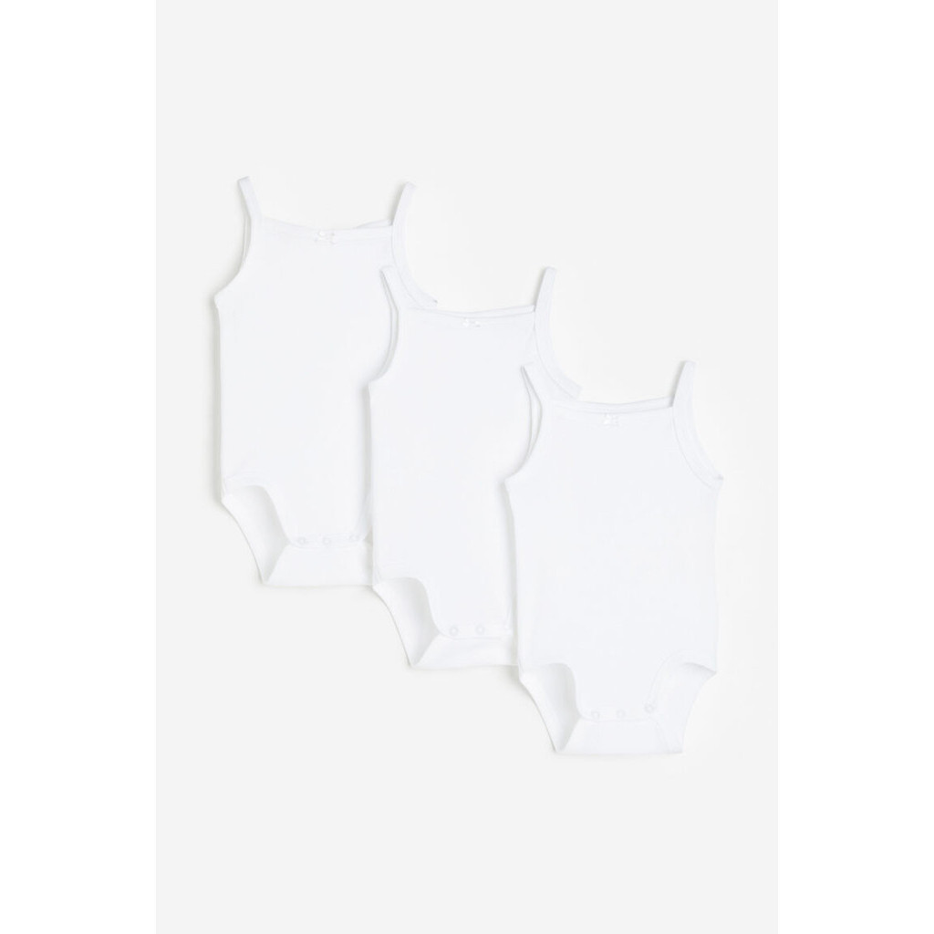H&M(เอชแอนด์เอ็ม) บอดี้สูทผ้าคอตตอนแพ็ก 3 ตัว เด็กอ่อน 1088029_1