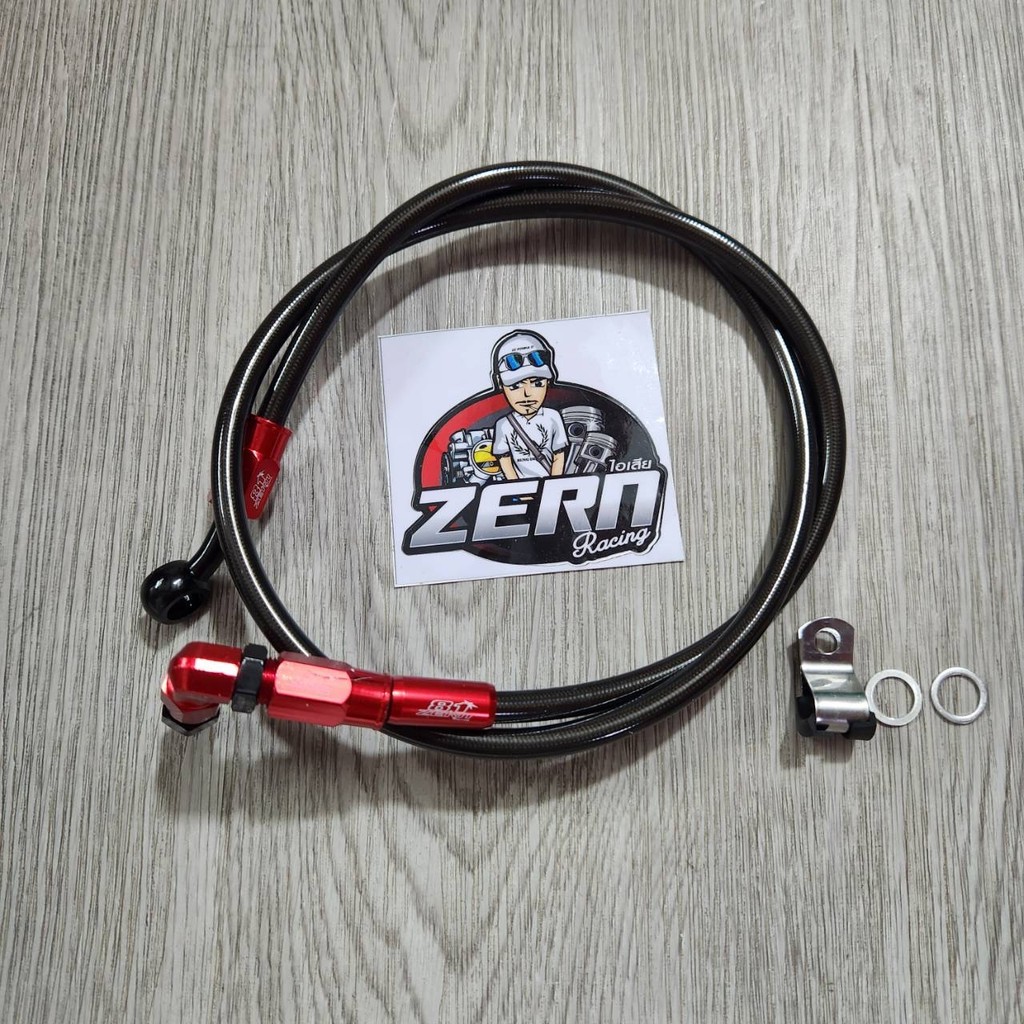 สายเบรค ZERN8.1 สีแดงตัดดำ หัว90 ยาว36นิ้ว ใส่ WAVE / DASH / LS / R15 / MSLAZ / JR / TENA / KR + สติ๊