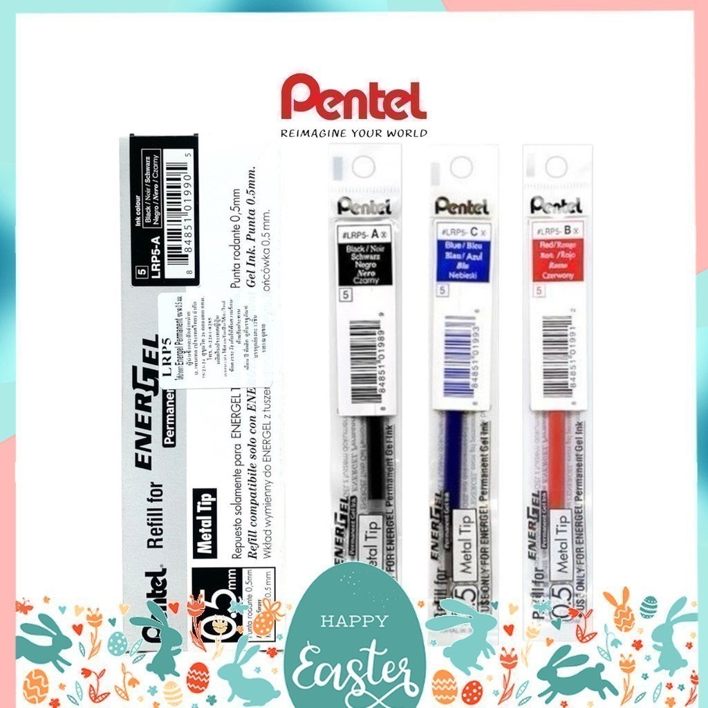 (ยกกล่อง 12 ชิ้น) ไส้ปากกาเจล Pentel Energel Permanent รุ่น LRP ขนาดหัว 0.5 และ 0.7 MM