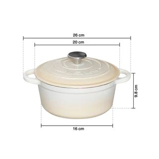 KASSA HOME หม้อเหล็กหล่อเคลือบอีนาเมล รุ่น 5TYG-2098 ขนาด 20 ซม. สีขาว