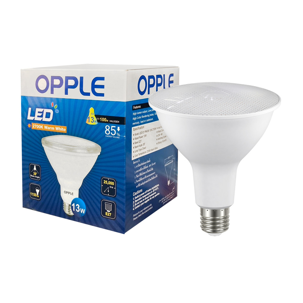 OPPLE หลอดไฟ PAR38 LED 13W Warm White รุ่น E1PAR38E2713W38DWWCT