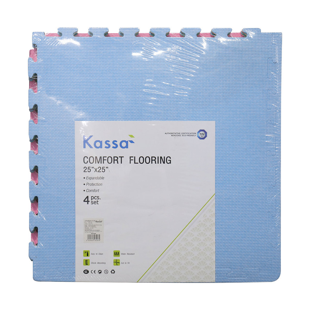 KASSA แผ่นโฟมปูพื้นทูโทน รุ่น HRED-15-PKBL ขนาด 60 x 60 x 1.8 ซม. สีชมพู - ฟ้า