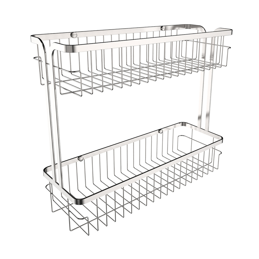KASSA HOME ชั้นวางของสเตนเลสแบบติดผนัง 2 ชั้น Dante รุ่น SS-19040 ขนาด 40 x 14 x 33 ซม. สีเงิน