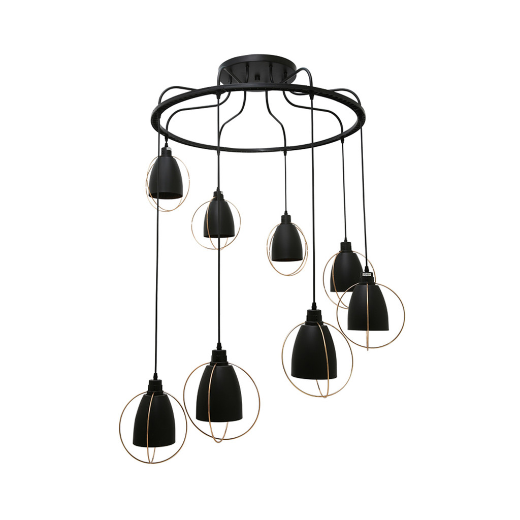 LUZINO โคมไฟแขวนพลาสติก E27x8 รุ่น 18122/8P สีดำ - ทอง