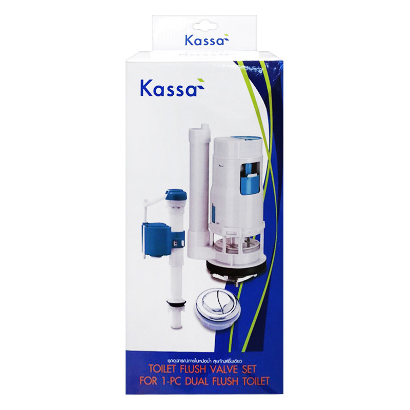 KASSA ชุดอุปกรณ์ภายในหม้อน้ำ สุขภัณฑ์ชิ้นเดียว รุ่น KS-04 สีขาว – น้ำเงิน