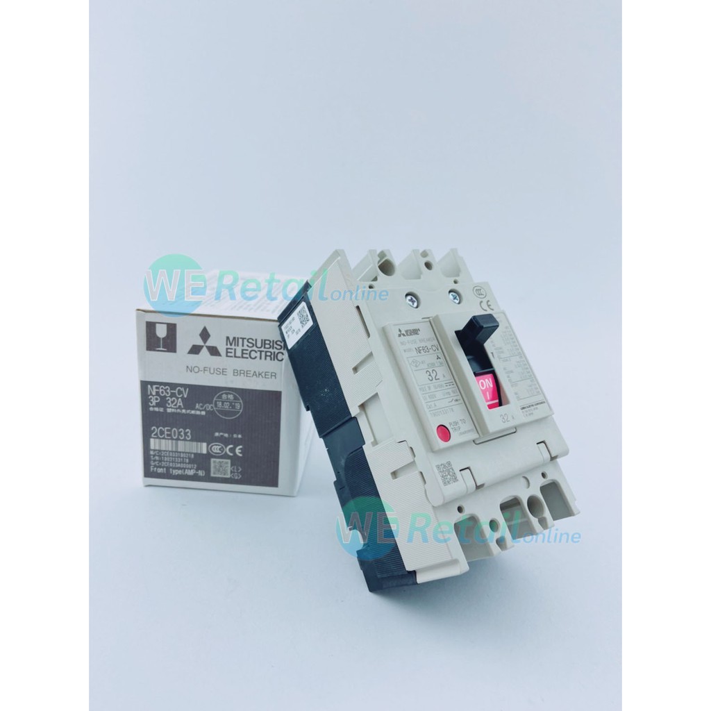 เบรกเกอร์ Mitsubishi  รุ่น NF63CV 3P 32A   พิกัดกระแสลัดวงจรสูงสุด 380V 7.5kA