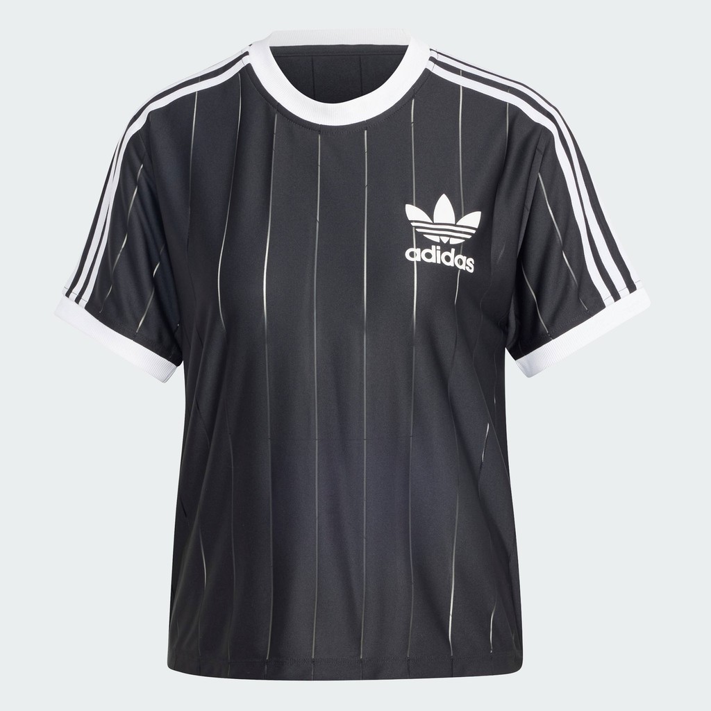 adidas Lifestyle Adicolor 3-Stripes Pinstripe Tee Women Black IX5505 ราคา ถูกที่สุด ดีลบีเคเค แกลเลอรีภาพที่ 6