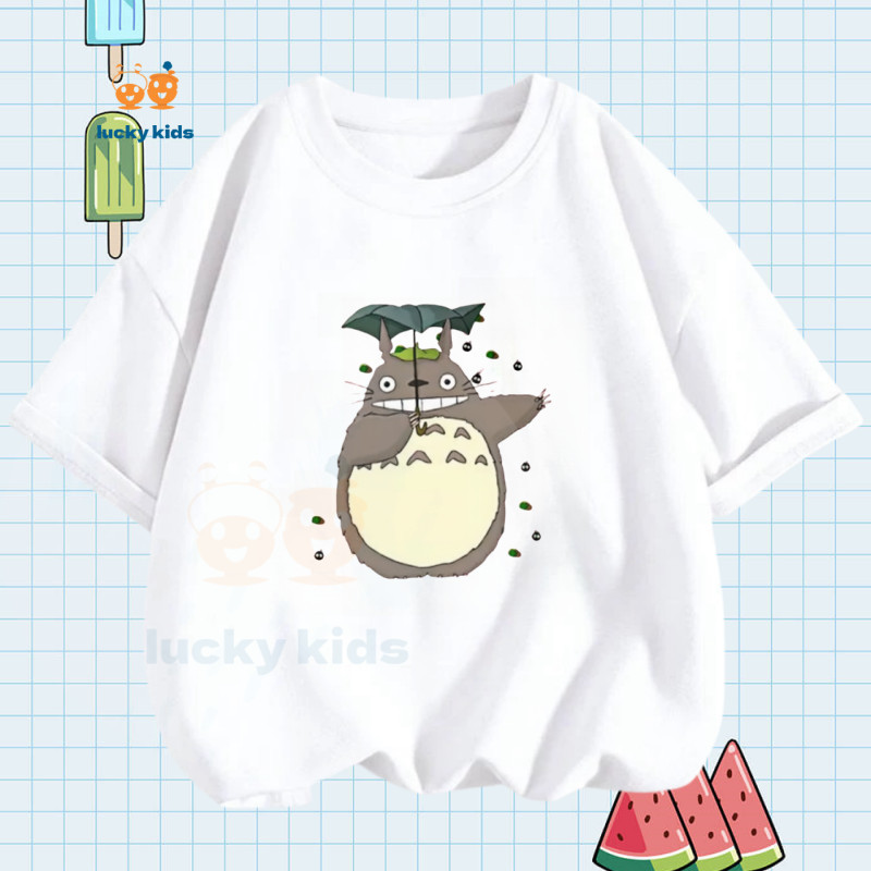 🌸(จัดส่งเร็ว ๆ นี้) เสื้อยืดเด็กผ้าฝ้ายแท้เสื้อยืดแม่ลูกสไตล์ญี่ปุ่นอะนิเมะ Totoro ลายไม่มีขุยไม่ต้อ