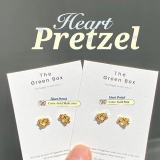 ต่างหู Heart Pretzel Stud Earrings (มี 2 ขนาด) ก้านเงินแท้ S925 - The Green Box
