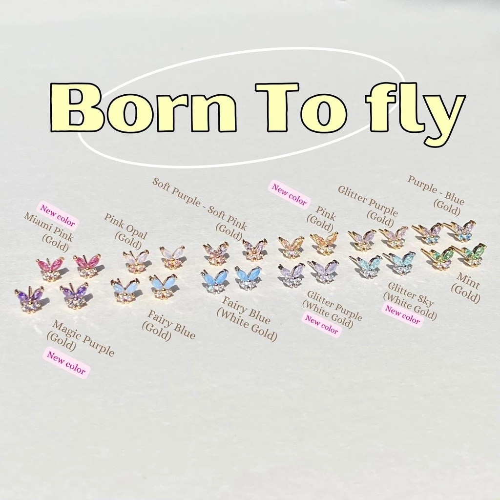 ต่างหู Born to fly (ของแท้ วัสดุอย่างดี ก้านเงินS925 ขายเป็นคู่) - The Green Box