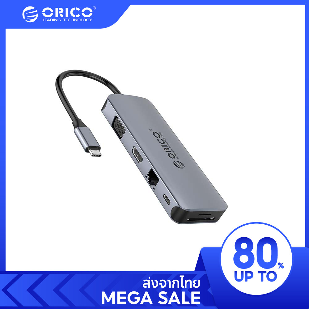 [ออกใบกำกับภาษีได้ E-TAX] ORICO MC-U111P USB-C Docking Station USB3.0 HDMI VGA 100W PD RJ45 Card Reader Audio Adapter