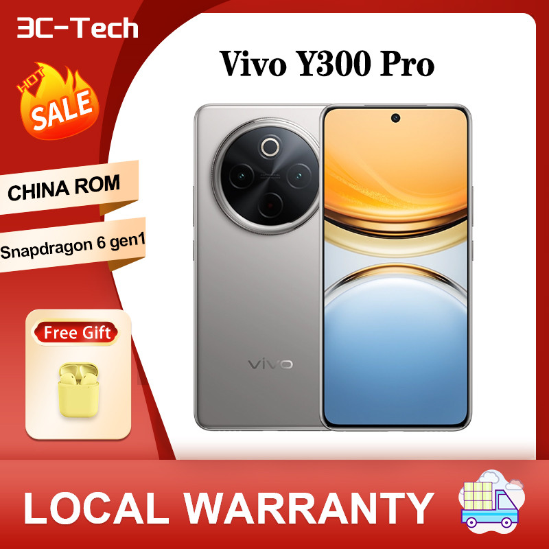 เวลาขนส่ง 10 วัน New VIVO Y300 Pro CHINA ROM 6500mAh 80W SuperVOOC Snapdragon 6 Gen1 6.77Inch AMOLED