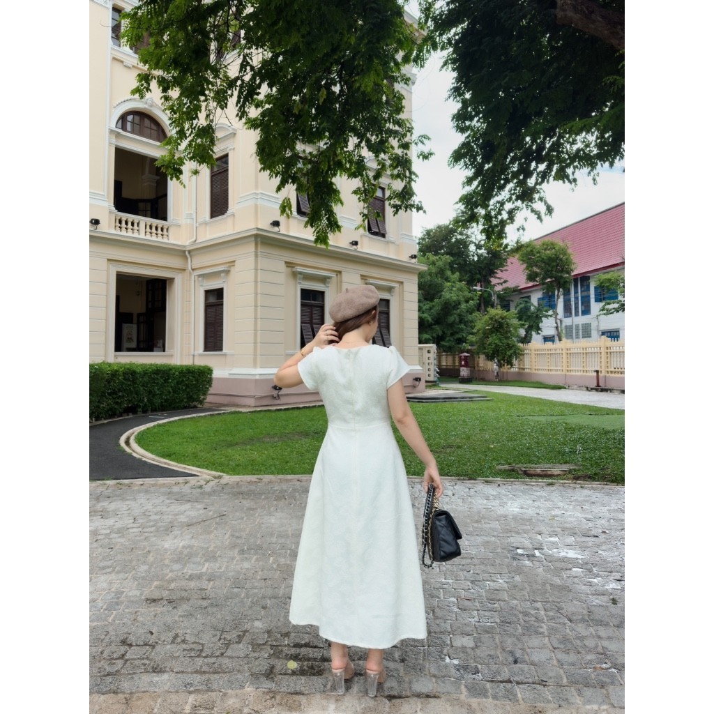 MyWay Brand : Dress - Babe Bowie เดรสออกงาน ชุดเดรสยาว ชุดสีชมพู สีครีม ชุดคู่ออกงานแม่ลูก รูปที่ 4