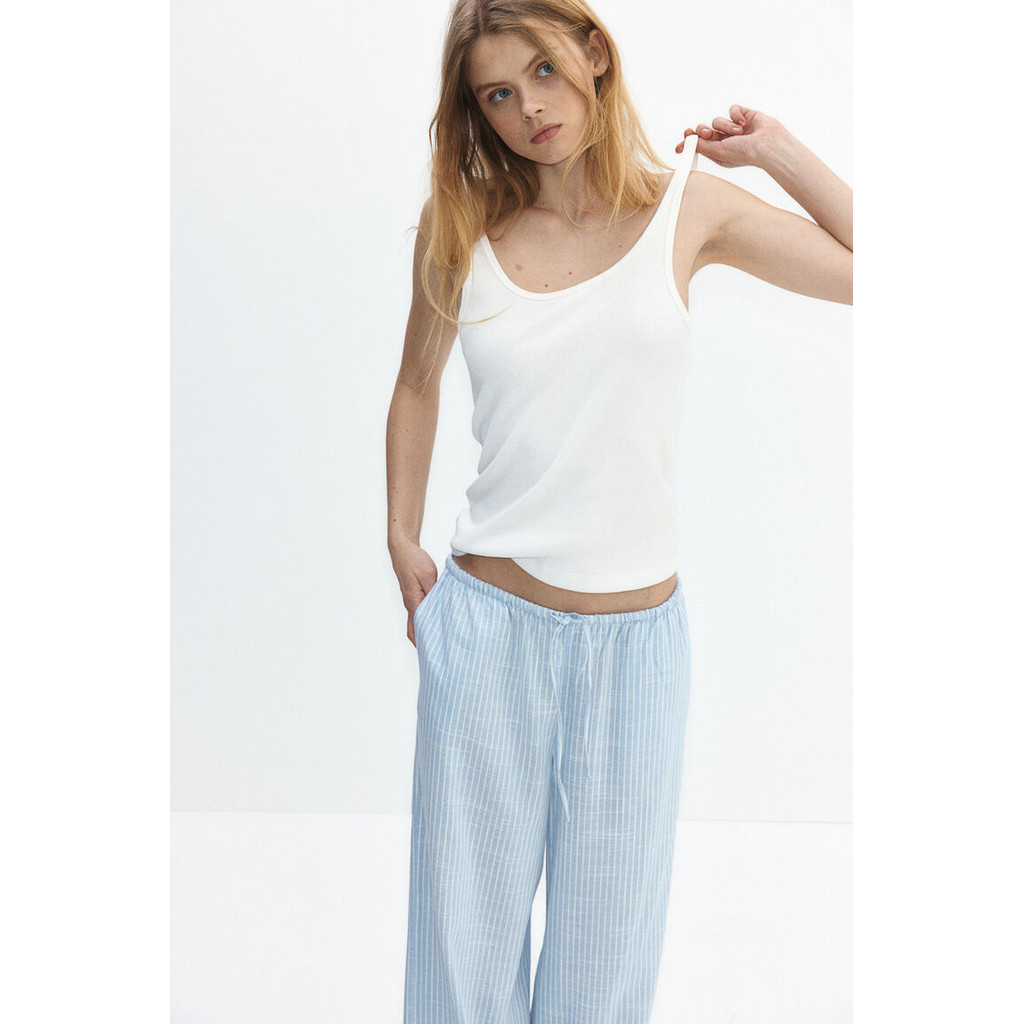 H&M(เอชแอนด์เอ็ม) กางเกงยาวขากว้างแบบมีเชือกรูด ผู้หญิง 1264334_1