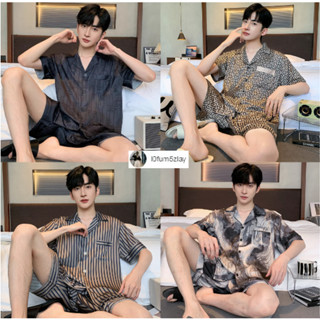 (ส่งมาจากประเทศไทย)L-3XLชุดนอนผ้าซาติน，ชุดนอนผู้ชายทันสมัย，ส…