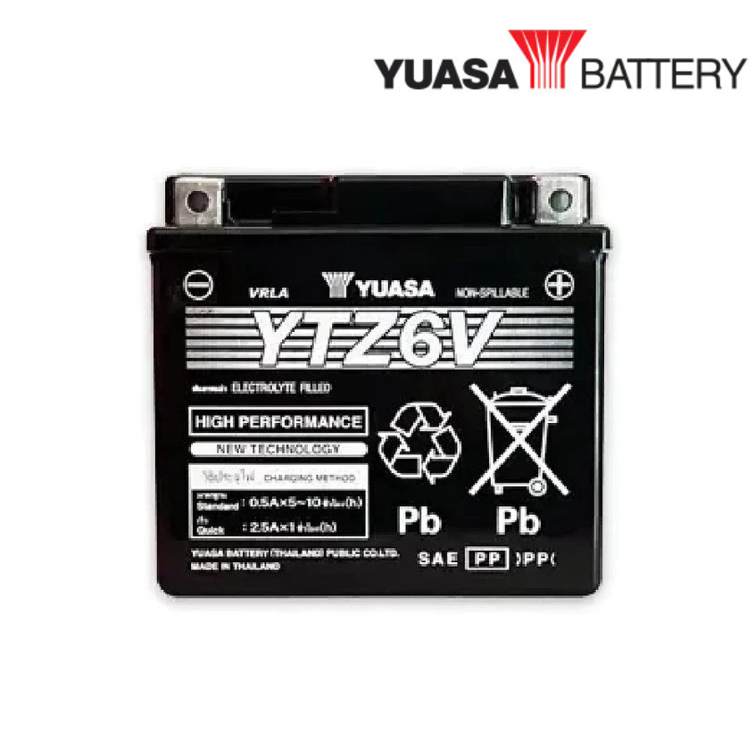 YUASA BATTERY ส่งฟรี! แบตเตอรี่มอเตอร์ไซค์ YUASA YTZ6V