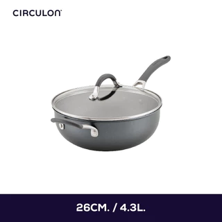 CIRCULON A1-SERIES เครื่องครัวอลูมิเนียมเคลือบผิวลื่น - หม้อด้าม ขนาด 26 ซม./4.25 ลิตร พร้อมฝาแก้ว (81828-T)