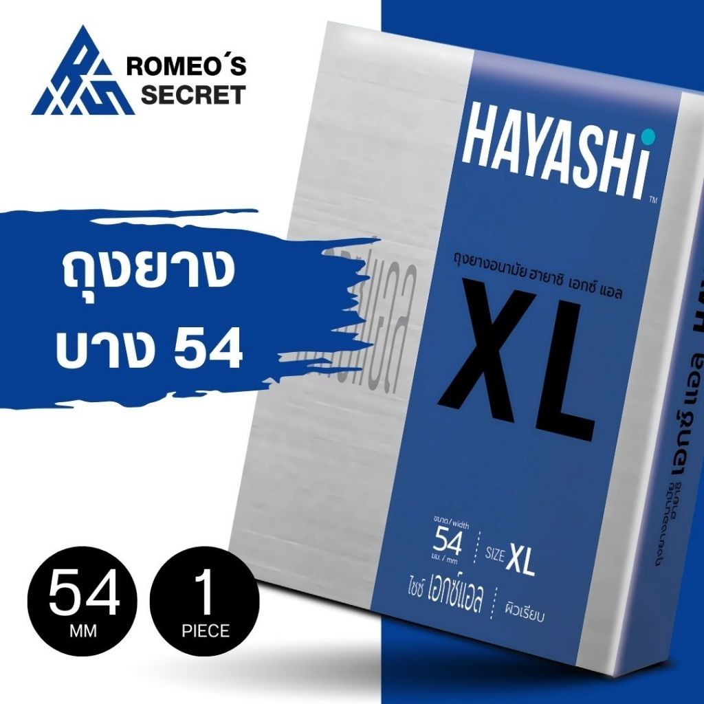 ถุงยางฮายาชิ Hayashi XL (ขนาด 54 มม. 1 กล่อง 2 ชิ้น) แบบบาง กระชับ ไม่มีกลิ่น ไซส์ใหญ่