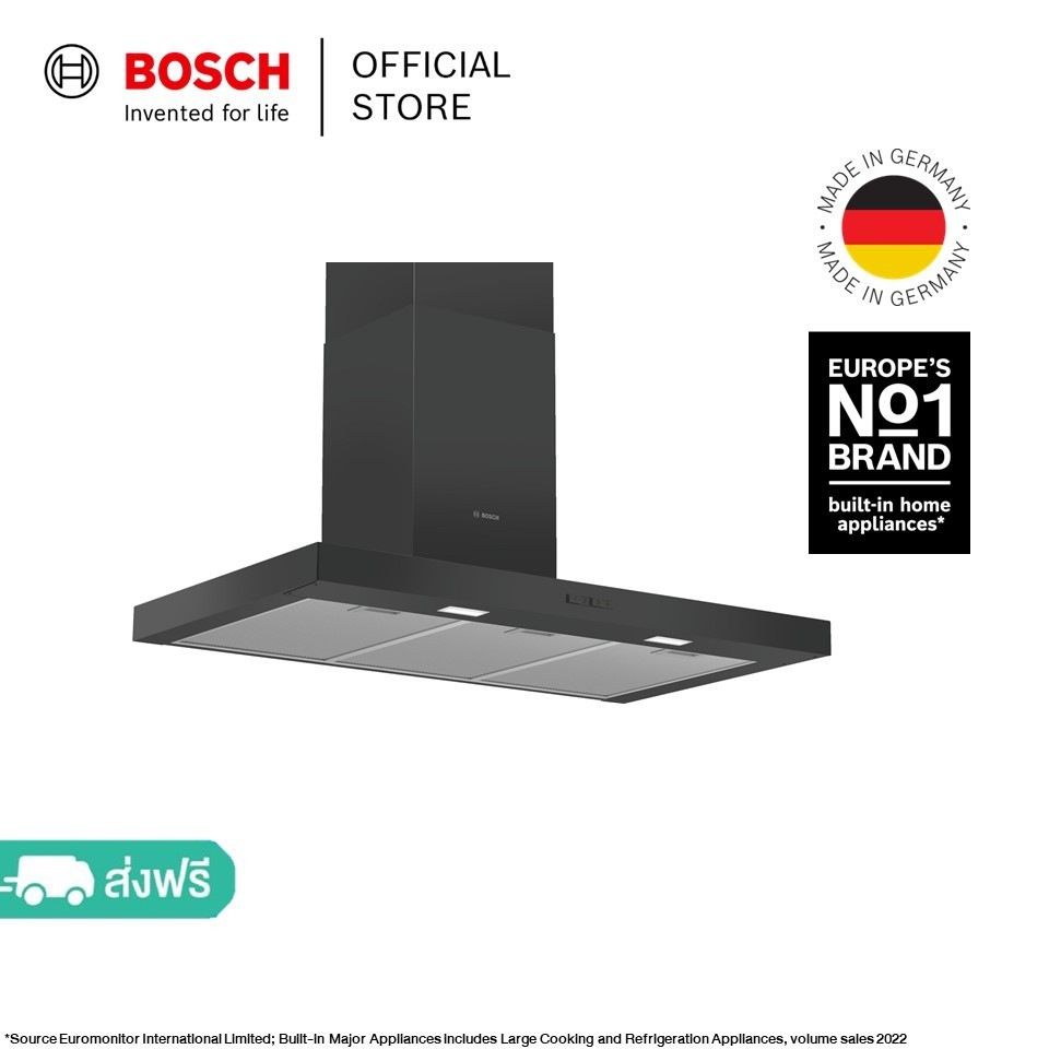 Bosch เครื่องดูดควันติดผนัง ขนาด 90 ซม. สีดำ ซีรีส์ 2 รุ่น DWB96BC60 / Bosch wall-mounted cooker hoo