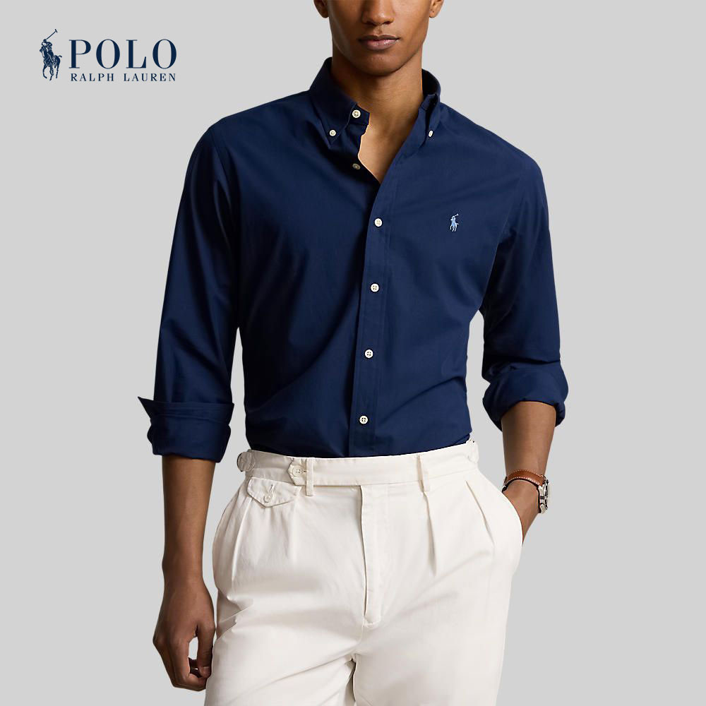 Polo Ralph Lauren เสื้อเชิ้ตผู้ชาย Custom Fit Stretch Poplin Shirt รุ่น MNPOWOV16823411 สีกรมท่า